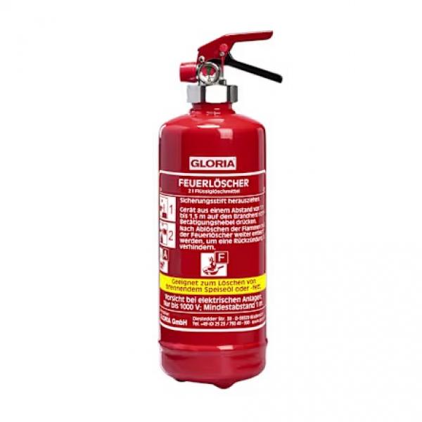 Feuerlöscher Gloria 2 Liter Fettbrand Fluorfrei FDA2